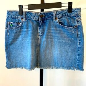 Aeropostale Denim Jeans Mini Skirt Fringe Hem Size 7/8